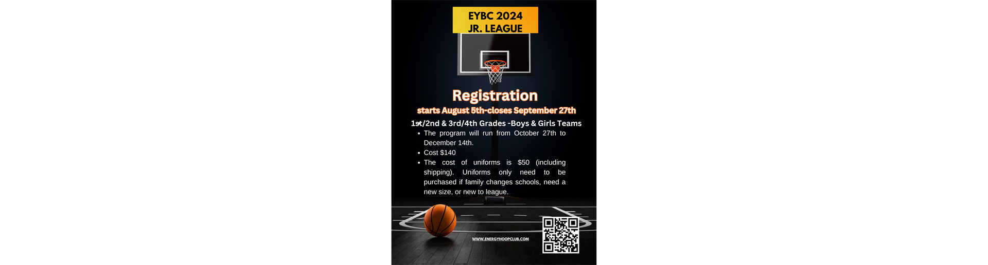 2024 Energy Jr. League Registration is Open!